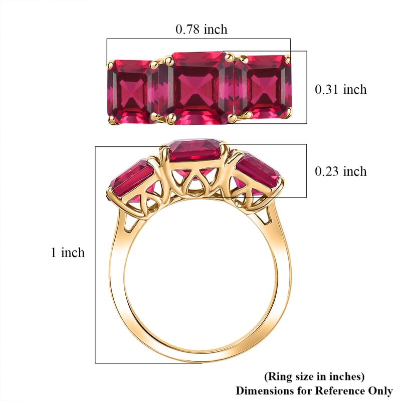 D'Joy Assher Cut Lab Grown Bixbite 6.10 ctw Ring in 18K Vermeil Yellow Gold Over Sterling Silver (Size 4.5)