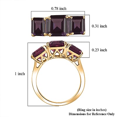 D'Joy Assher Cut Lab Grown Alexandrite 6.10 ctw Ring in 18K Vermeil Yellow Gold Over Sterling Silver (Size 5.0)