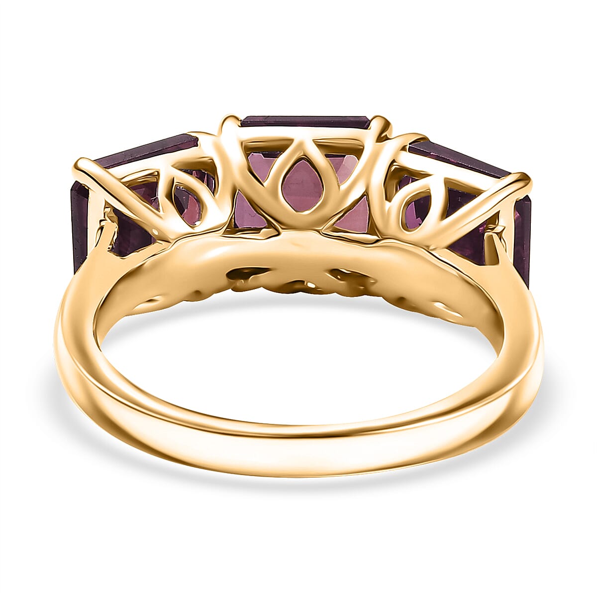 D'Joy Assher Cut Lab Grown Alexandrite 6.10 ctw Ring in 18K Vermeil Yellow Gold Over Sterling Silver (Size 8.0)