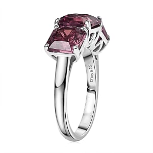 D'Joy Assher Cut Lab Grown Alexandrite 6.10 ctw Ring in Rhodium Over Sterling Silver (Size 10.0)
