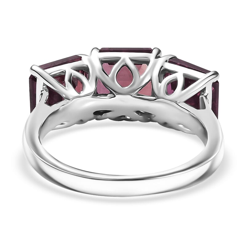 D'Joy Assher Cut Lab Grown Alexandrite 6.10 ctw Ring in Rhodium Over Sterling Silver (Size 10.0)