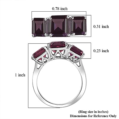 D'Joy Assher Cut Lab Grown Alexandrite 6.10 ctw Ring in Rhodium Over Sterling Silver (Size 10.0)