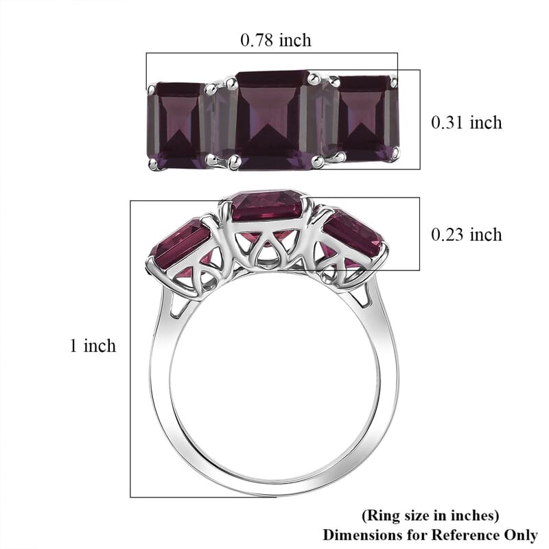 D'Joy Assher Cut Lab Grown Alexandrite 6.10 ctw Ring in Rhodium Over Sterling Silver (Size 10.0)