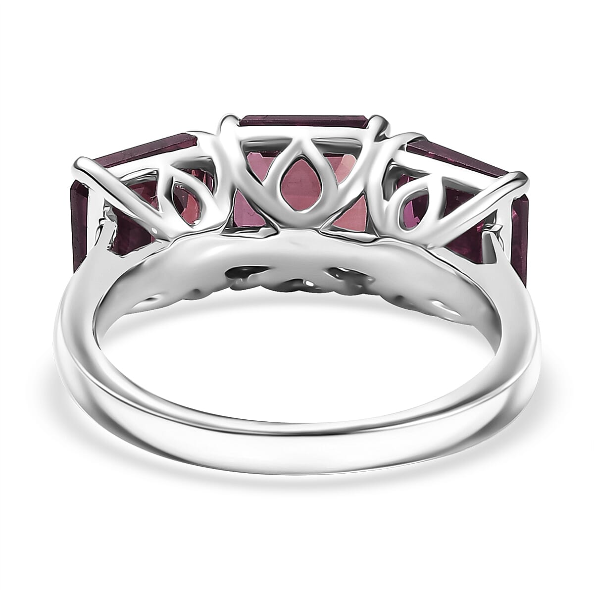 D'Joy Assher Cut Lab Grown Alexandrite 6.10 ctw Ring in Rhodium Over Sterling Silver (Size 5.5)
