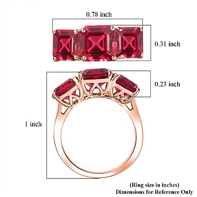 D'Joy Assher Cut Lab Grown Padparadscha Sapphire 6.10 ctw Ring in 18K Vermeil Rose Gold Over Sterling Silver (Size 5.5)