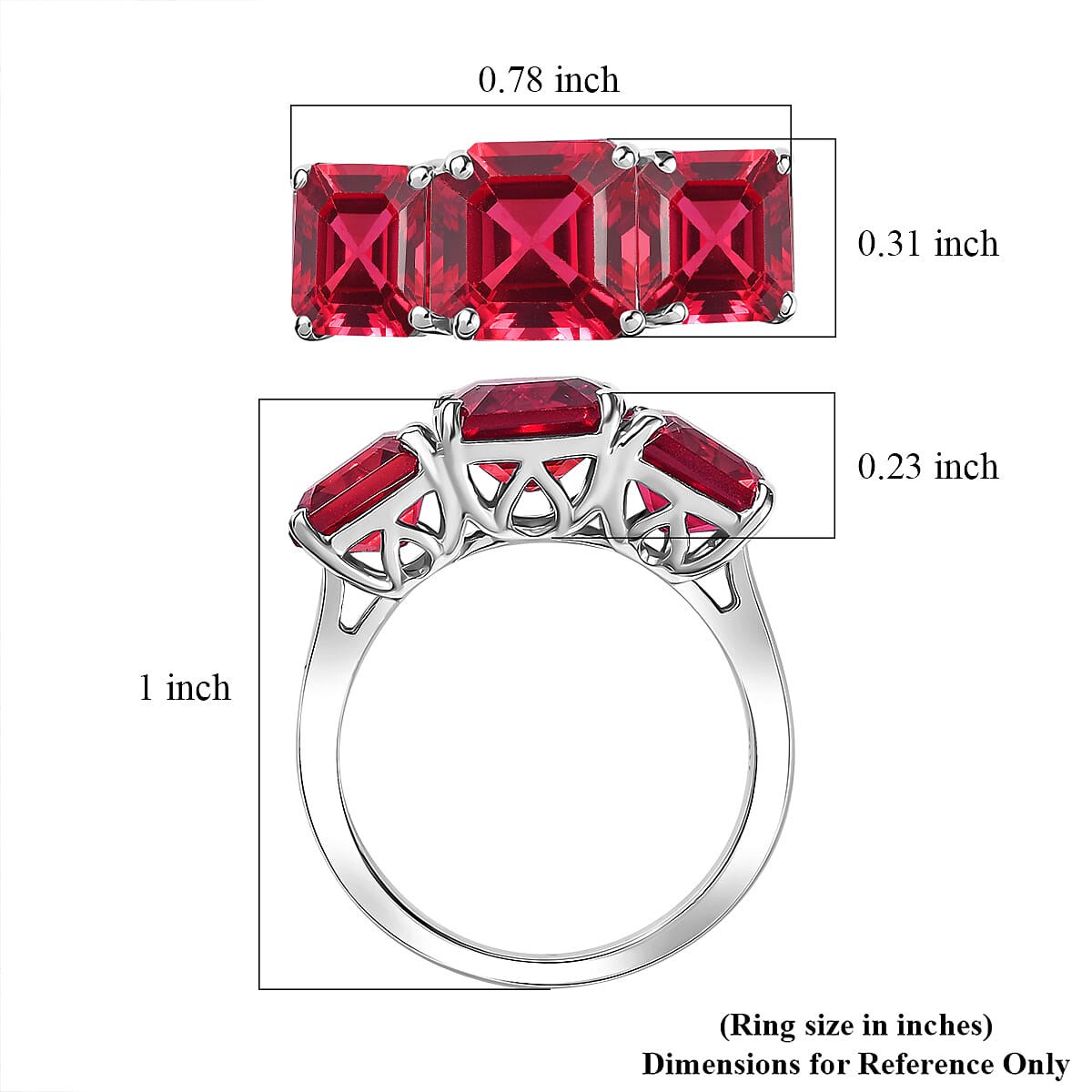 D'Joy Assher Cut Lab Grown Padparadscha Sapphire 6.10 ctw Ring in Rhodium Over Sterling Silver (Size 10.0)