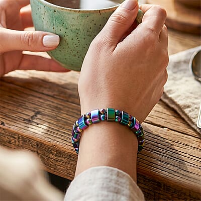 Hematite 200.00 ctw Stretch Bracelet (6.5-7In)