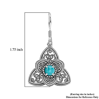 D'Joy Passport to Israel Artisan Crafted Premium Lagoon Turquoise 1.15 ctw Earrings in Sterling Silver