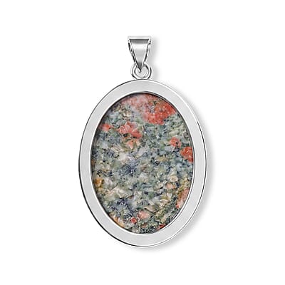 Chinese Ruby Ziosite 50.00 ctw Oval Pendant without Chain in Silvertone