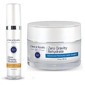Clinical Results 24/7 Zero Gravity Restore & Rehydrate Set (Stem Cell Serum 1oz, Advanced Cream 1oz) Made in US (Ship in 3-5 Days)