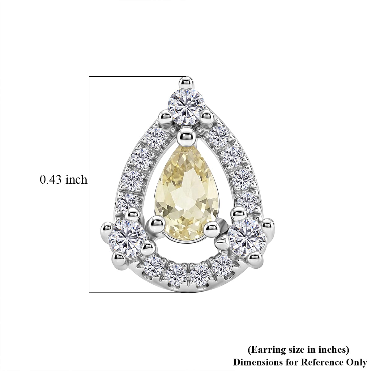 Lemon Quartz and White Corundum 0.50 ctw Earrings in Rhodium Over Sterling Silver