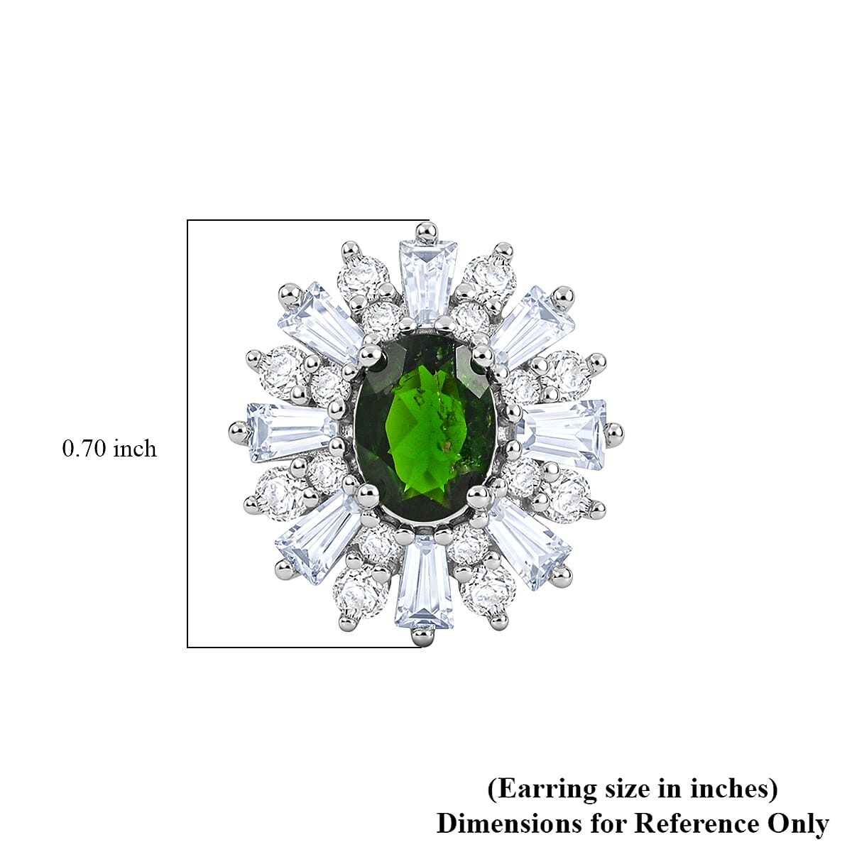 Chrome Diopside and White Corundum 2.85 ctw Earrings in Rhodium Over Sterling Silver