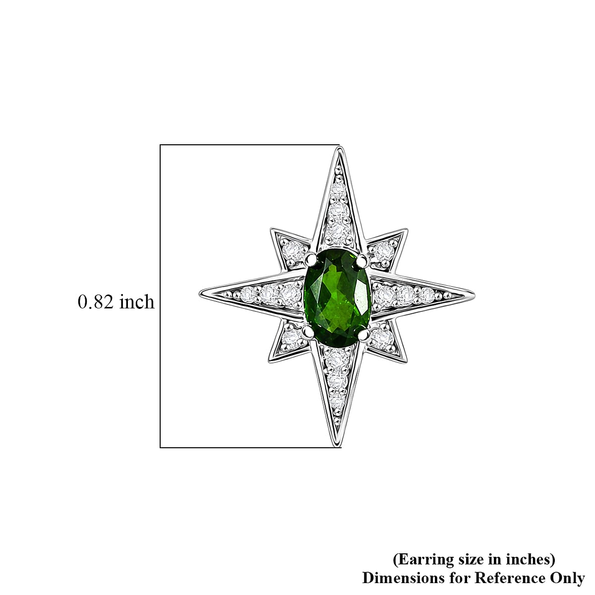 Chrome Diopside and White Corundum 1.20 ctw Earrings in Rhodium Over Sterling Silver