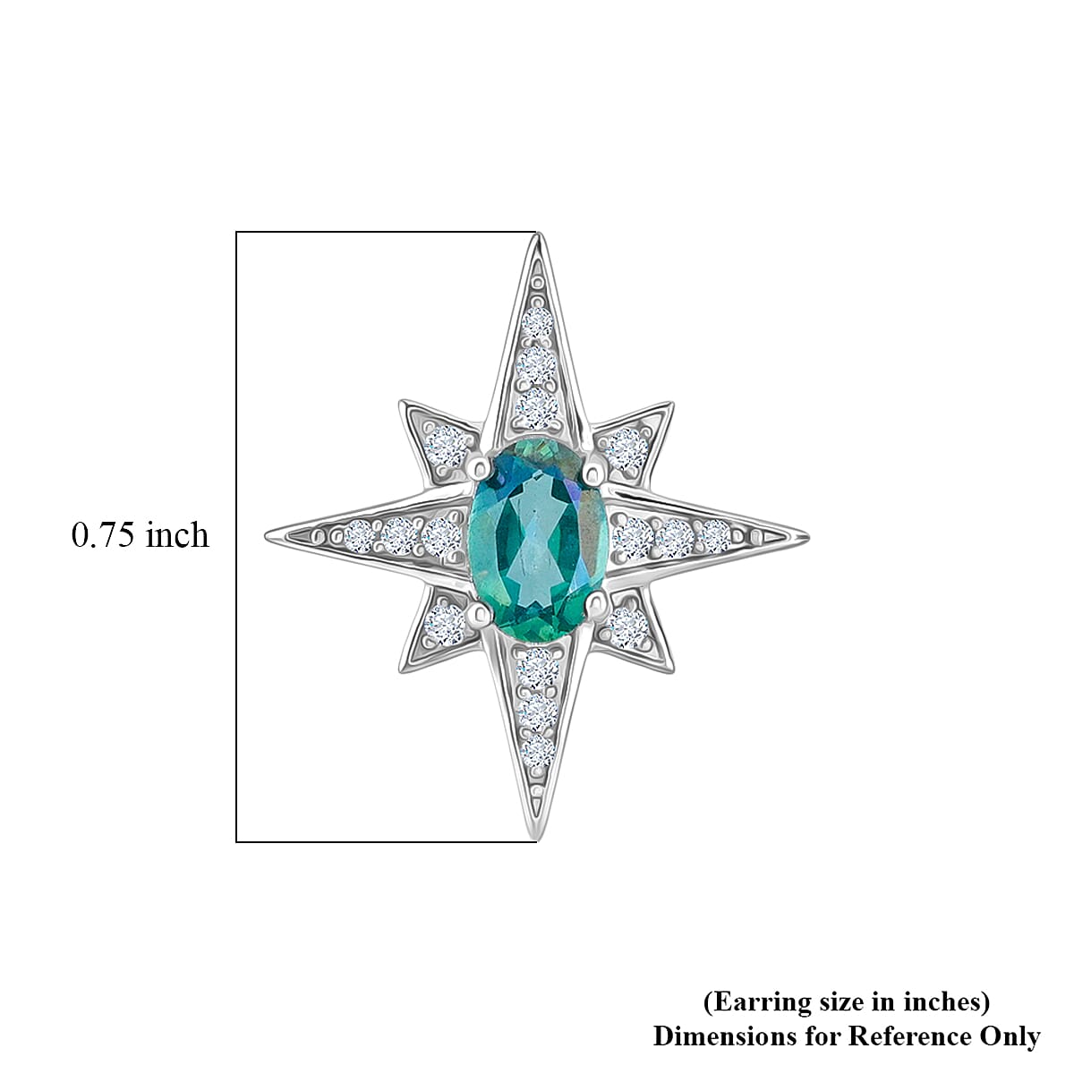 Green Quartz and White Corundum 1.20 ctw Earrings in Rhodium Over Sterling Silver