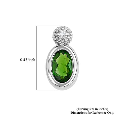 Forest Green Quartz and White Corundum 1.30 ctw Earrings in Rhodium Over Sterling Silver