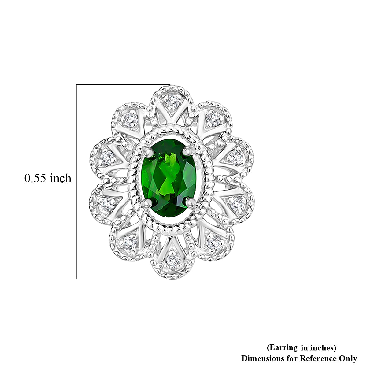 Green Quartz and White Corundum 1.15 ctw Earrings in Rhodium Over Sterling Silver