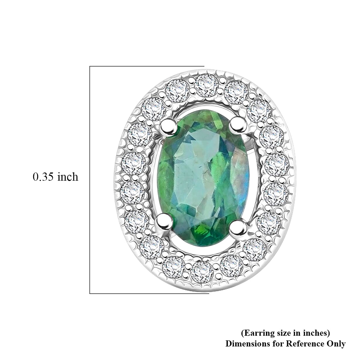 Green Quartz and White Corundum 1.25 ctw Earrings in Rhodium Over Sterling Silver