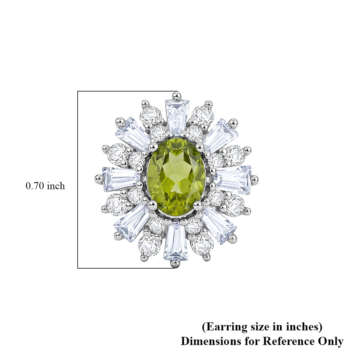 Hebei Peridot and White Corundum 3.40 ctw Earrings in Rhodium Over Sterling Silver