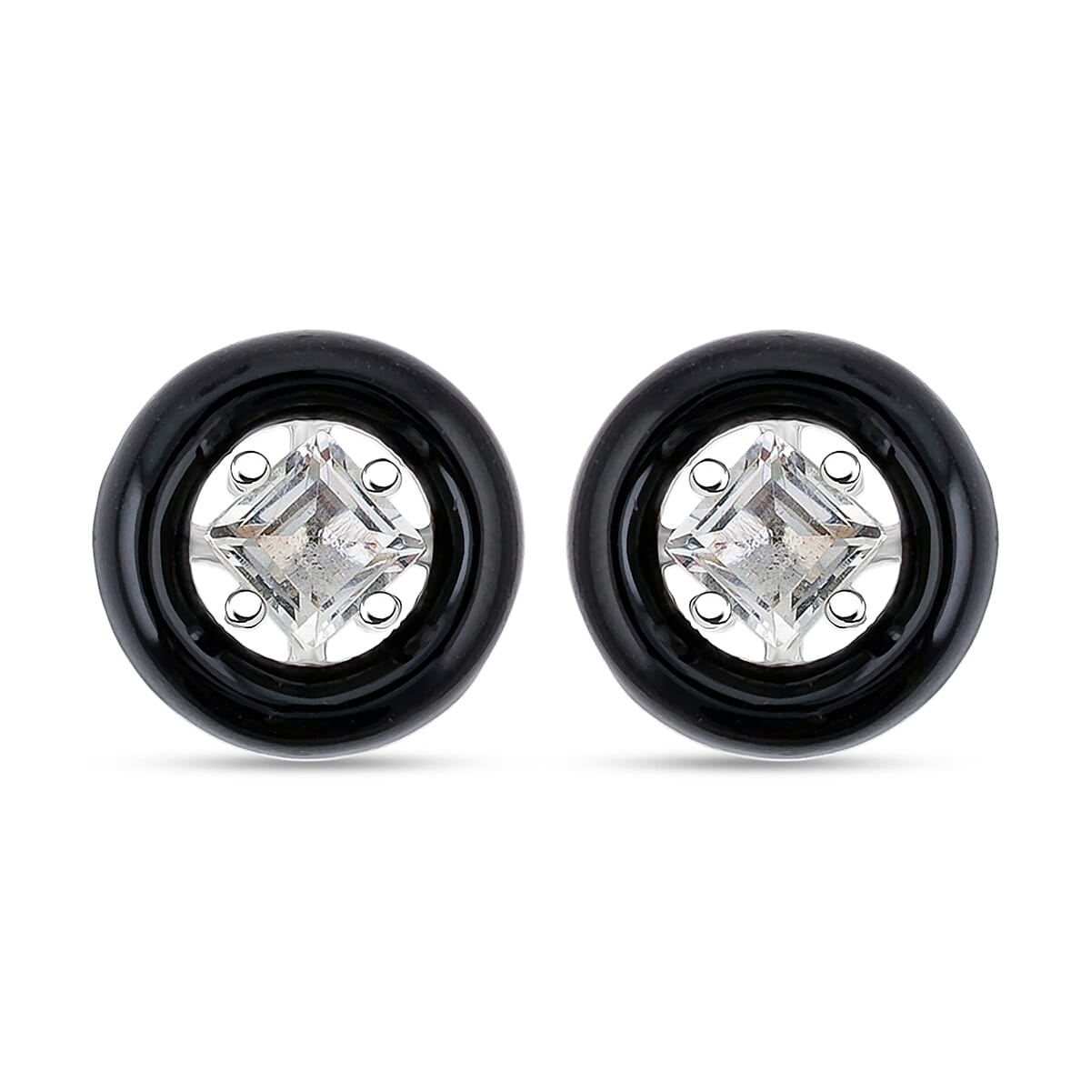 Princess Cut Montezuma Prasiolite 0.35 ctw Earrings in Rhodium Over Sterling Silver