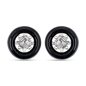 Princess Cut Montezuma Prasiolite 0.35 ctw Earrings in Rhodium Over Sterling Silver