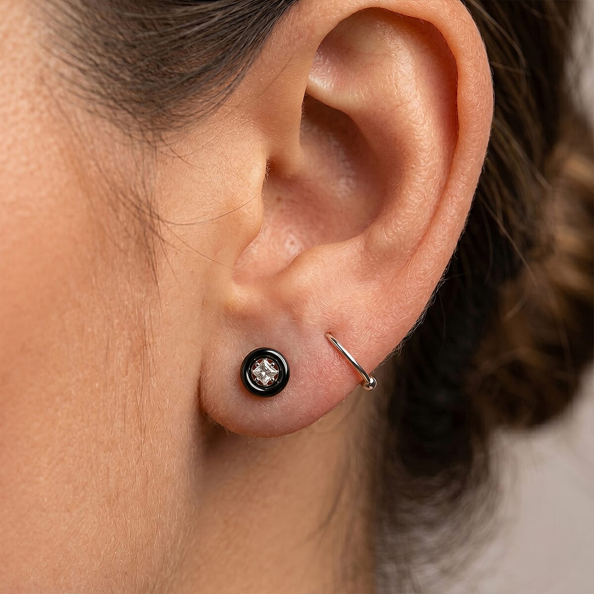 Princess Cut Montezuma Prasiolite 0.35 ctw Earrings in Rhodium Over Sterling Silver image number 2