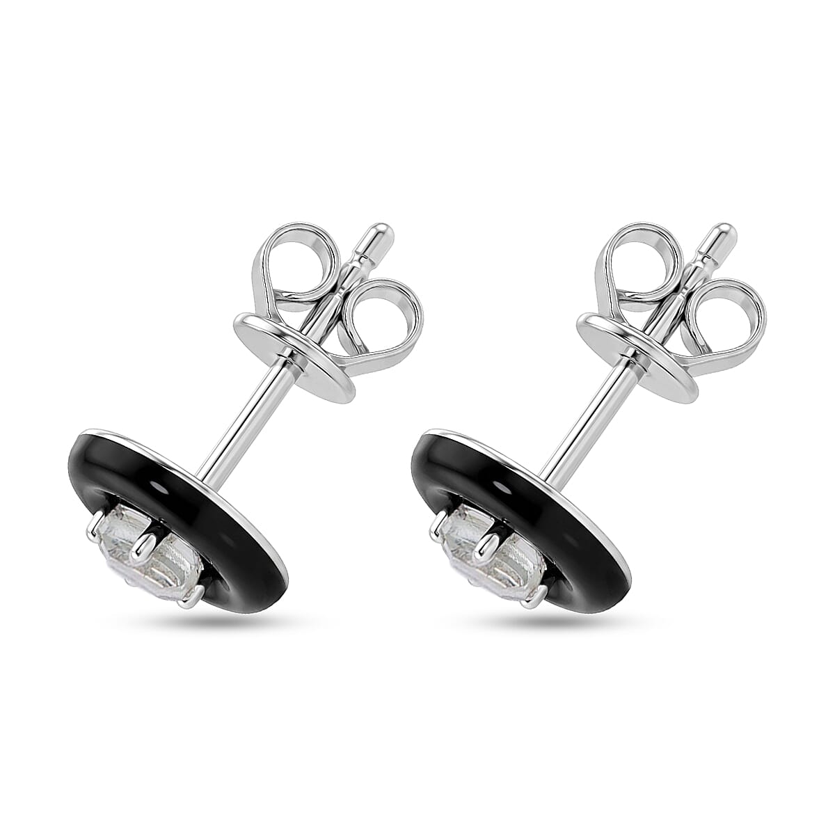 Princess Cut Montezuma Prasiolite 0.35 ctw Earrings in Rhodium Over Sterling Silver image number 3