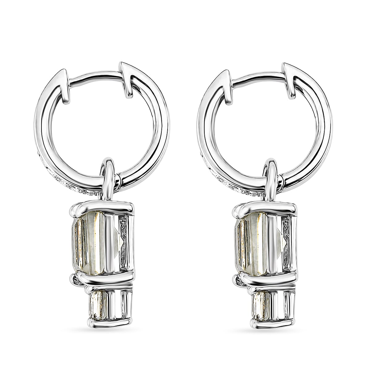 Princess Cut Montezuma Prasiolite and White Corundum 0.50 ctw Earrings in Rhodium Over Sterling Silver