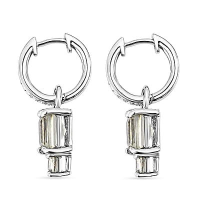 Princess Cut Montezuma Prasiolite and White Corundum 0.50 ctw Earrings in Rhodium Over Sterling Silver