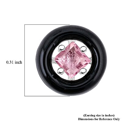 Princess Cut Pink Quartz 0.50 ctw Earrings in Rhodium Over Sterling Silver