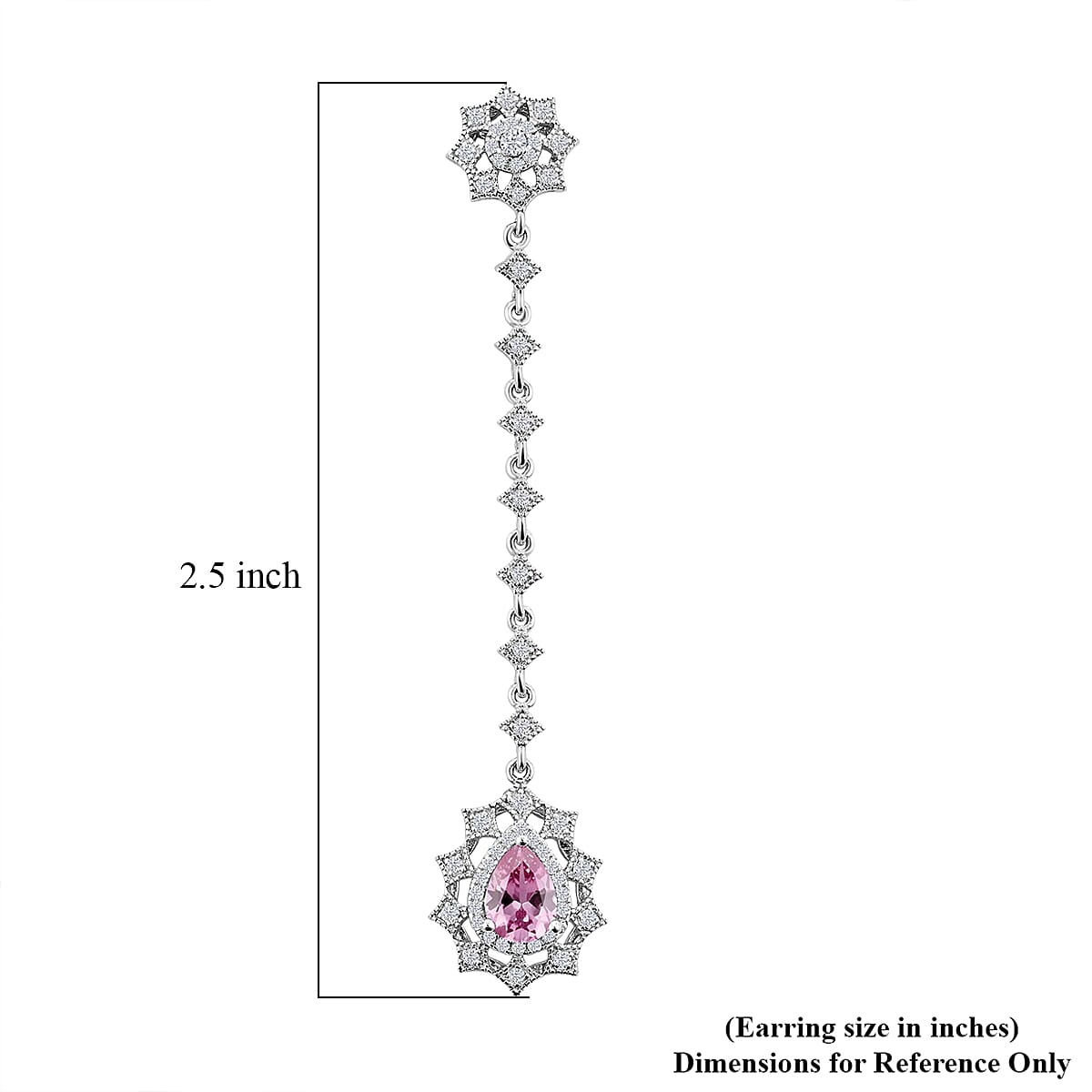 Pink Quartz and White Corundum 1.30 ctw Earrings in Rhodium Over Sterling Silver