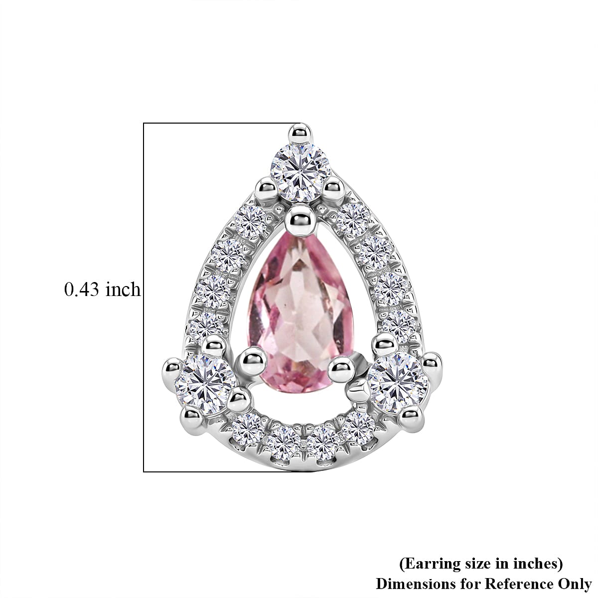 Pink Quartz and White Corundum 0.50 ctw Earrings in Rhodium Over Sterling Silver