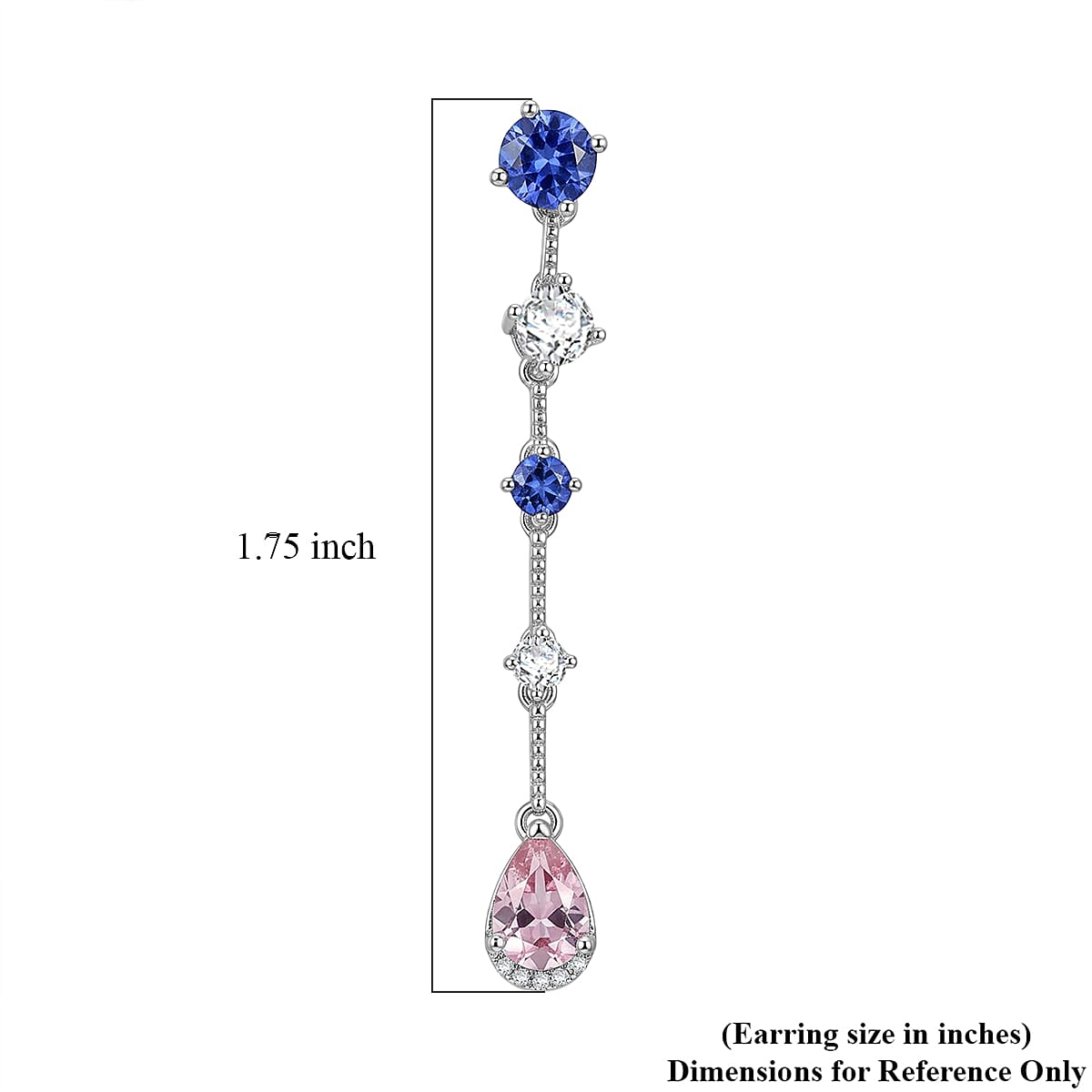 Odyssey Tanzanite Quartz, Pink Quartz and White Corundum 3.70 ctw Earrings in Rhodium Over Sterling Silver
