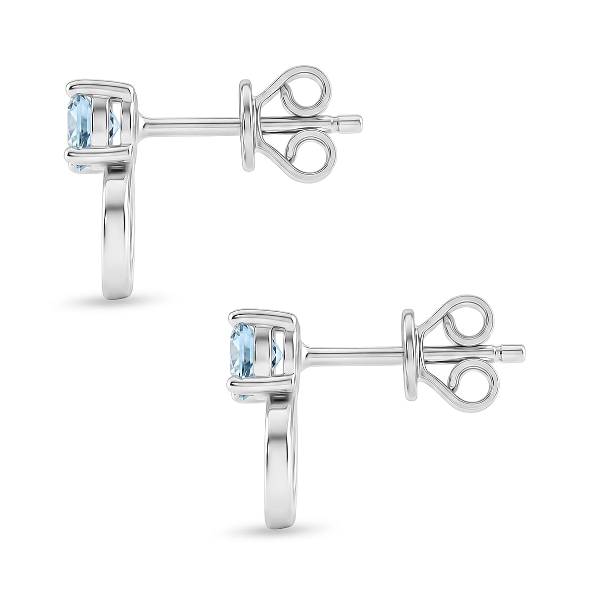 Swiss Blue Topaz and White Corundum 1.00 ctw Earrings in Rhodium Over Sterling Silver