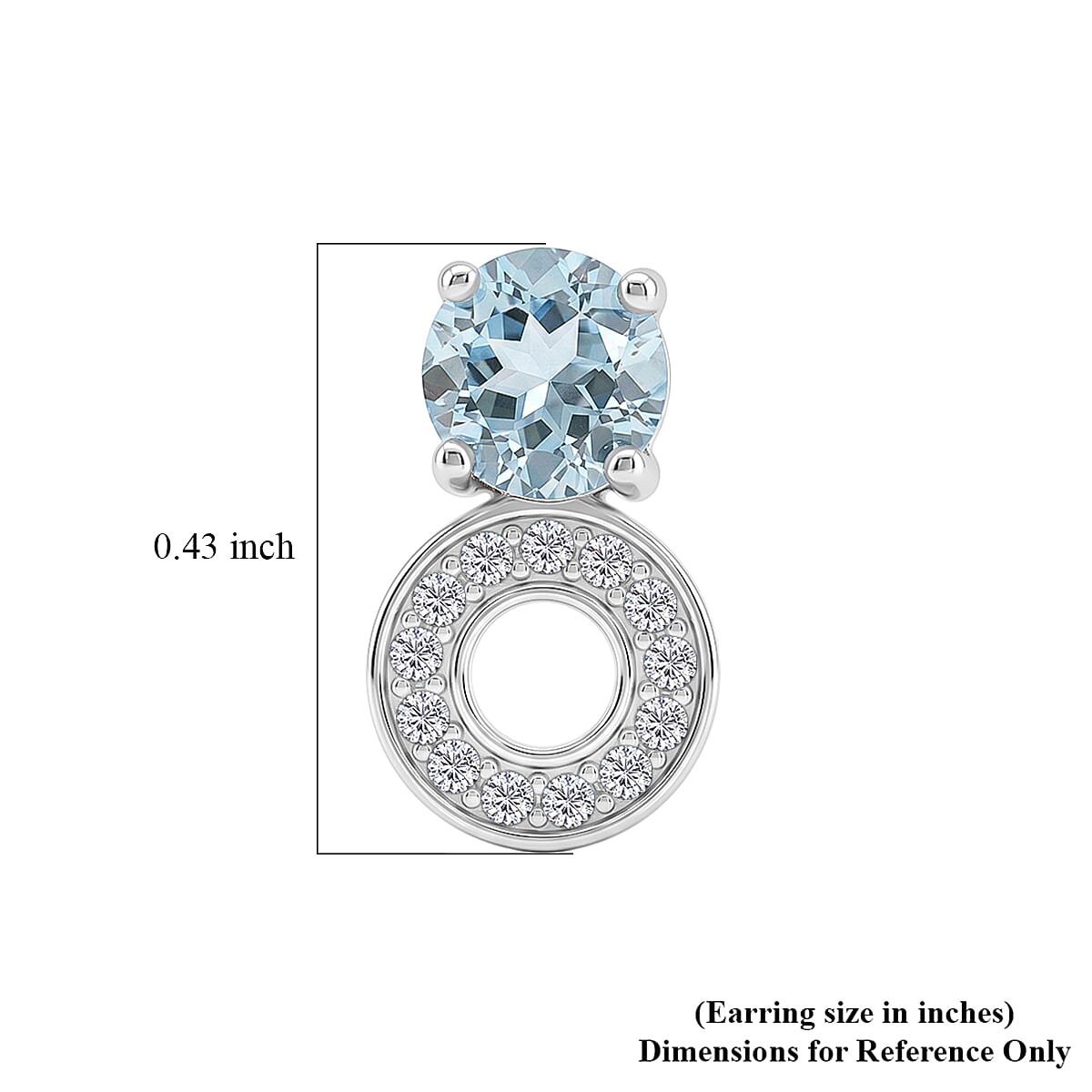 Swiss Blue Topaz and White Corundum 1.00 ctw Earrings in Rhodium Over Sterling Silver