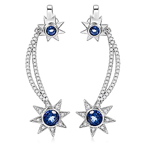 Odyssey Tanzanite Quartz and White Corundum 2.60 ctw Earrings in Rhodium Over Sterling Silver