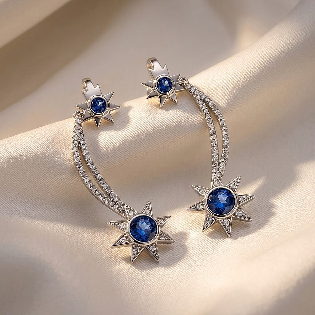 Odyssey Tanzanite Quartz and White Corundum 2.60 ctw Earrings in Rhodium Over Sterling Silver