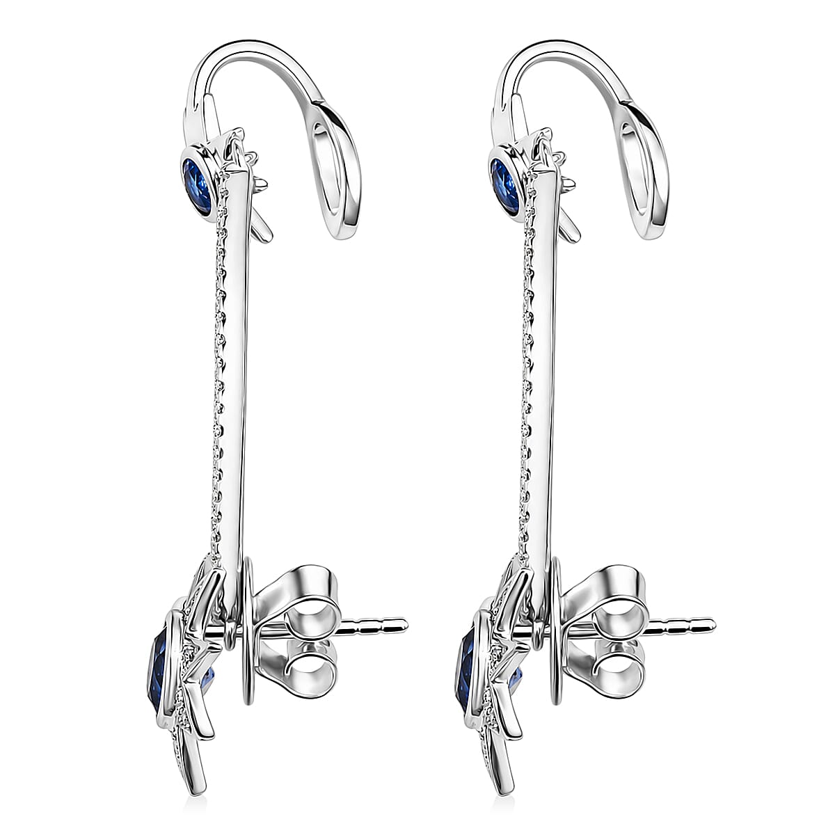 Odyssey Tanzanite Quartz and White Corundum 2.60 ctw Earrings in Rhodium Over Sterling Silver image number 2