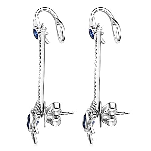 Odyssey Tanzanite Quartz and White Corundum 2.60 ctw Earrings in Rhodium Over Sterling Silver