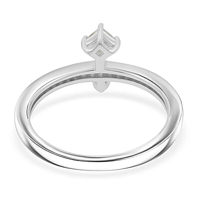 Princess Cut Montezuma Prasiolite and White Corundum 0.20 ctw Ring in Rhodium Over Sterling Silver (Size 6.0)