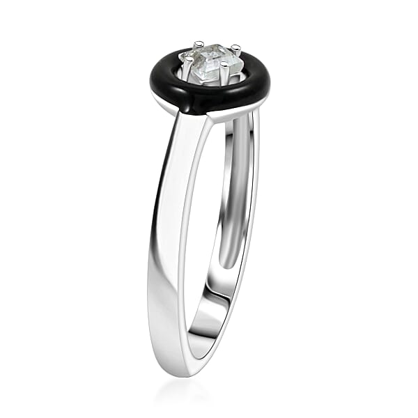 Princess Cut Montezuma Prasiolite 0.15 ctw Ring in Rhodium Over Sterling Silver (Size 6.0)