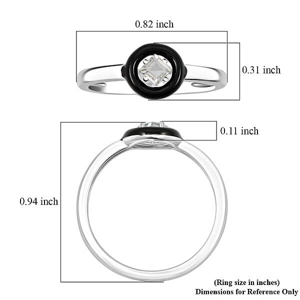 Princess Cut Montezuma Prasiolite 0.15 ctw Ring in Rhodium Over Sterling Silver (Size 6.0)