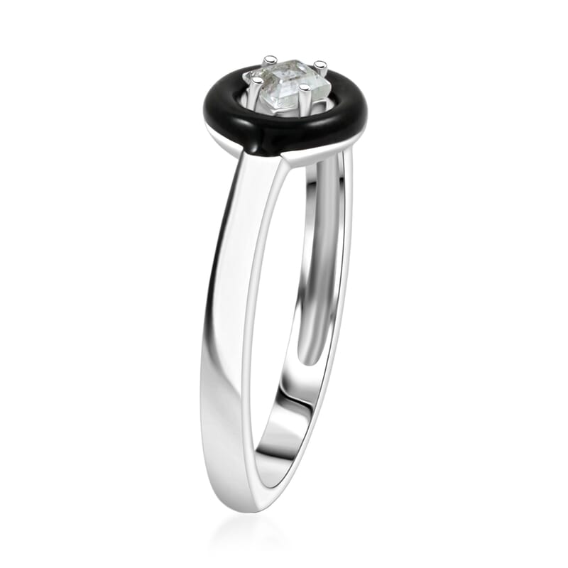 Princess Cut Montezuma Prasiolite 0.15 ctw Ring in Rhodium Over Sterling Silver (Size 7.0)