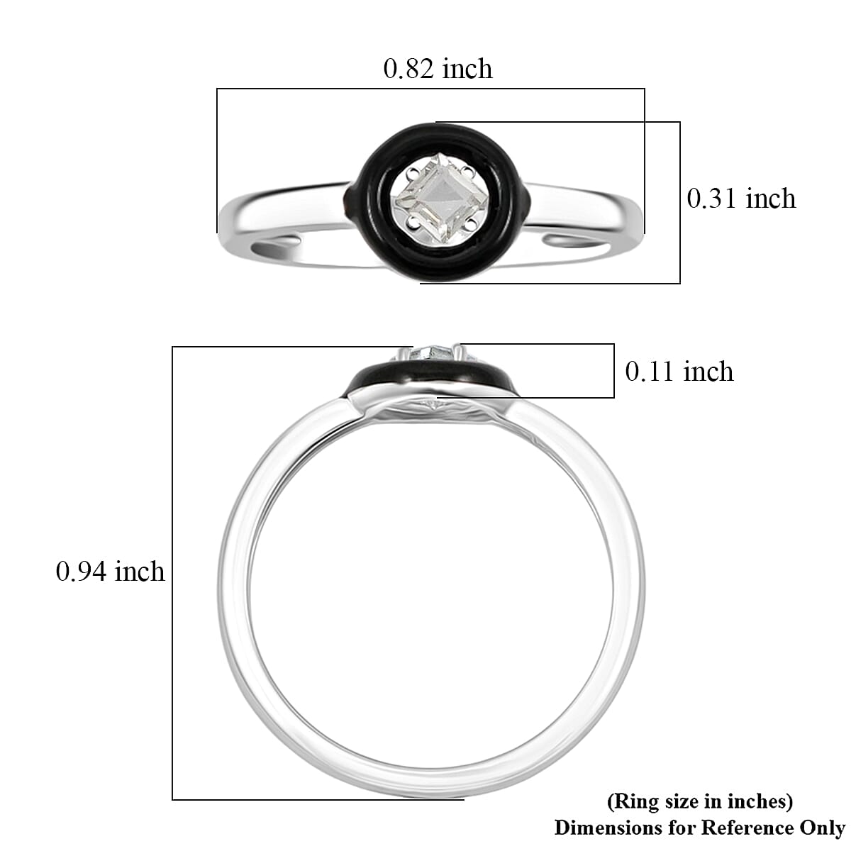Princess Cut Montezuma Prasiolite 0.15 ctw Ring in Rhodium Over Sterling Silver (Size 7.0)
