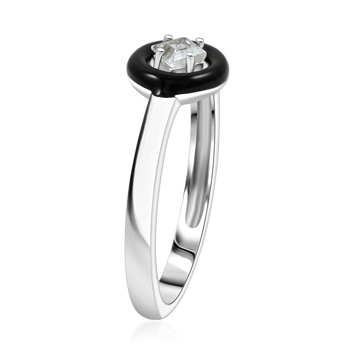 Princess Cut Montezuma Prasiolite 0.15 ctw Ring in Rhodium Over Sterling Silver (Size 8.0)