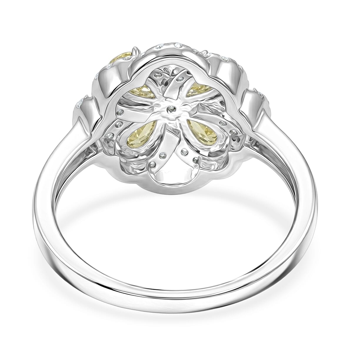 Lemon Quartz and White Corundum 0.85 ctw Ring in Rhodium Over Sterling Silver (Size 6.0) image number 4