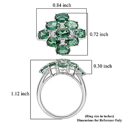 Green Quartz and White Corundum 6.30 ctw Ring in Rhodium Over Sterling Silver (Size 8.0)