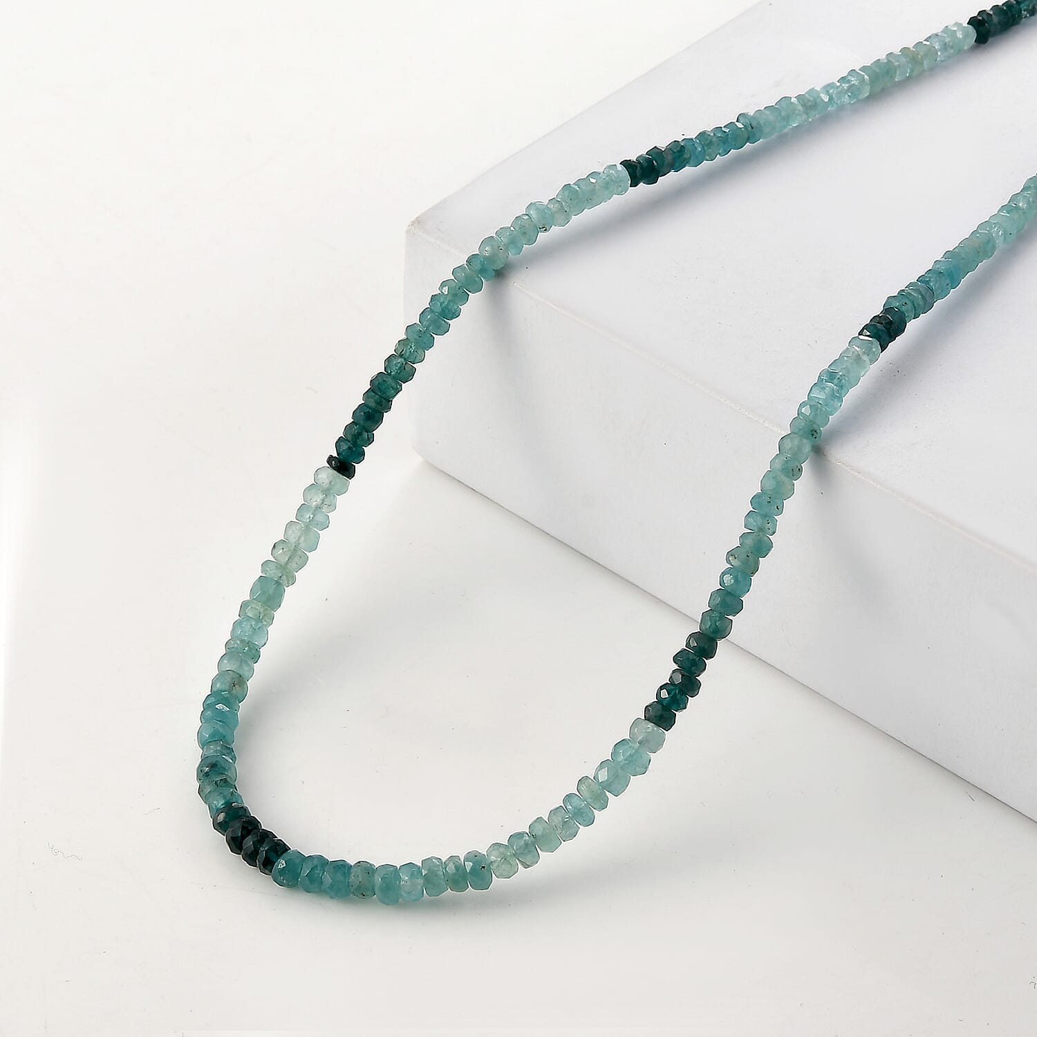 D'Joy AAA Grandidierite 55.00 ctw Beaded Necklace in Rhodium Over Sterling Silver 18-20 Inches