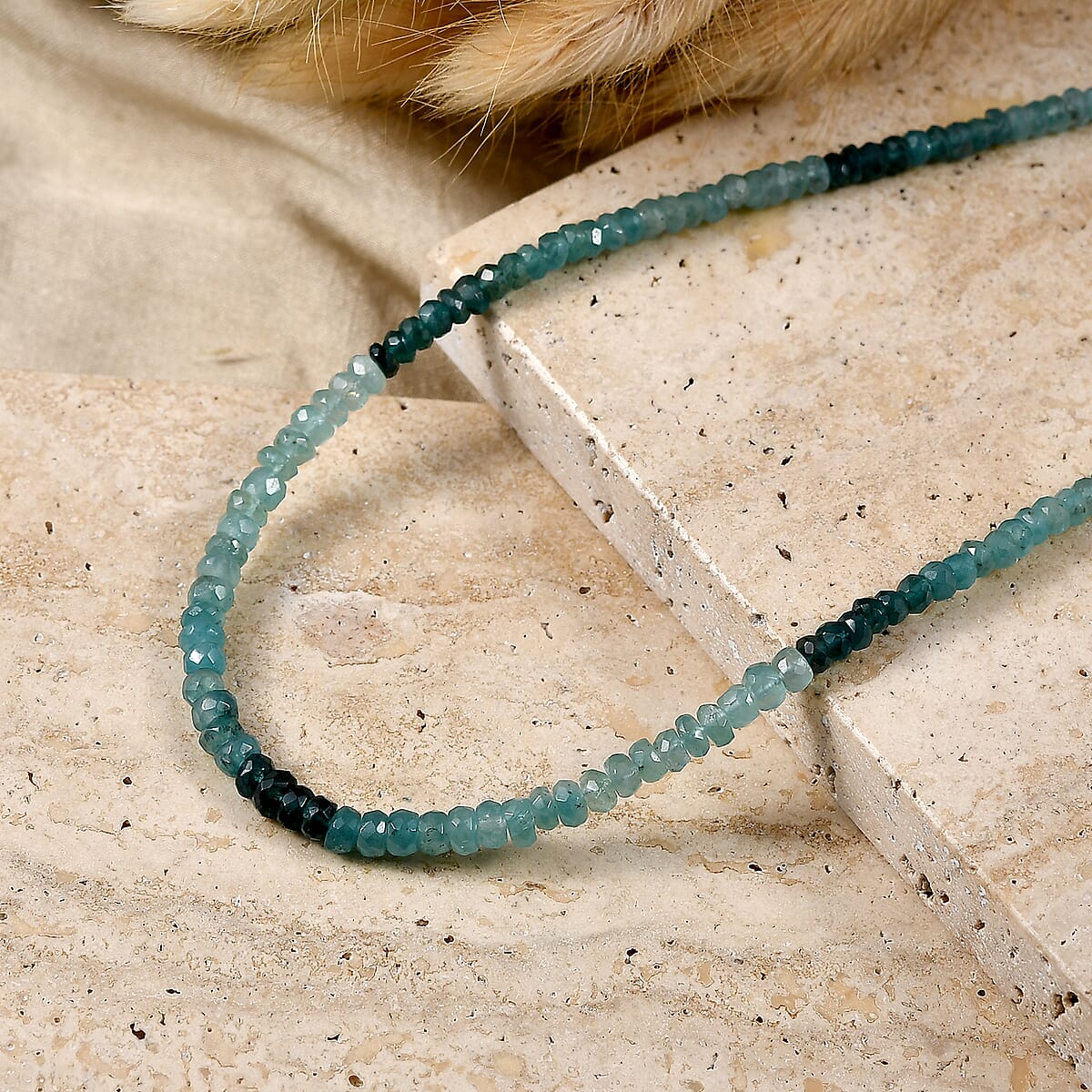 D'Joy AAA Grandidierite 55.00 ctw Beaded Necklace in Rhodium Over Sterling Silver 18-20 Inches image number 1