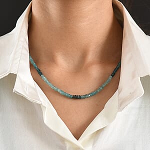 D'Joy AAA Grandidierite 55.00 ctw Beaded Necklace in Rhodium Over Sterling Silver 18-20 Inches