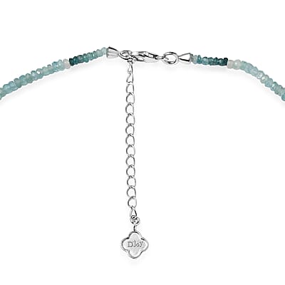 D'Joy AAA Grandidierite 55.00 ctw Beaded Necklace in Rhodium Over Sterling Silver 18-20 Inches